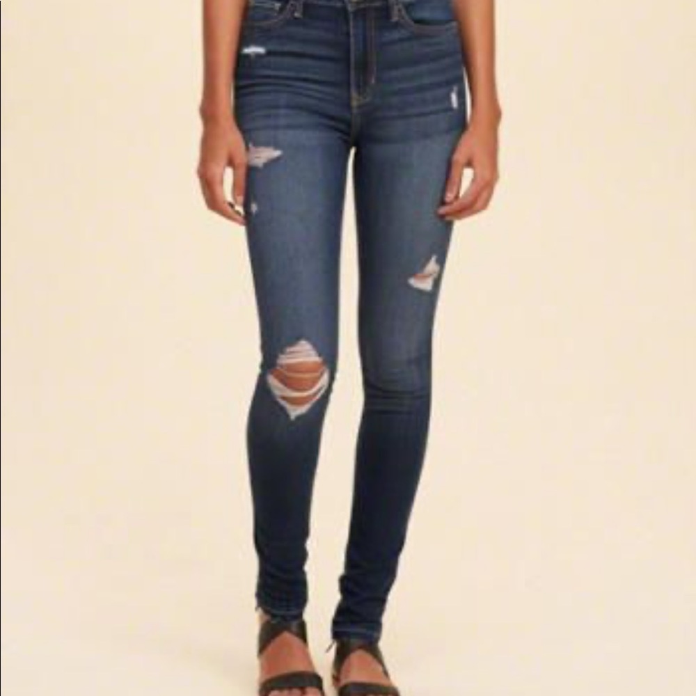 Hollister crop Jean legging dark wash distressed